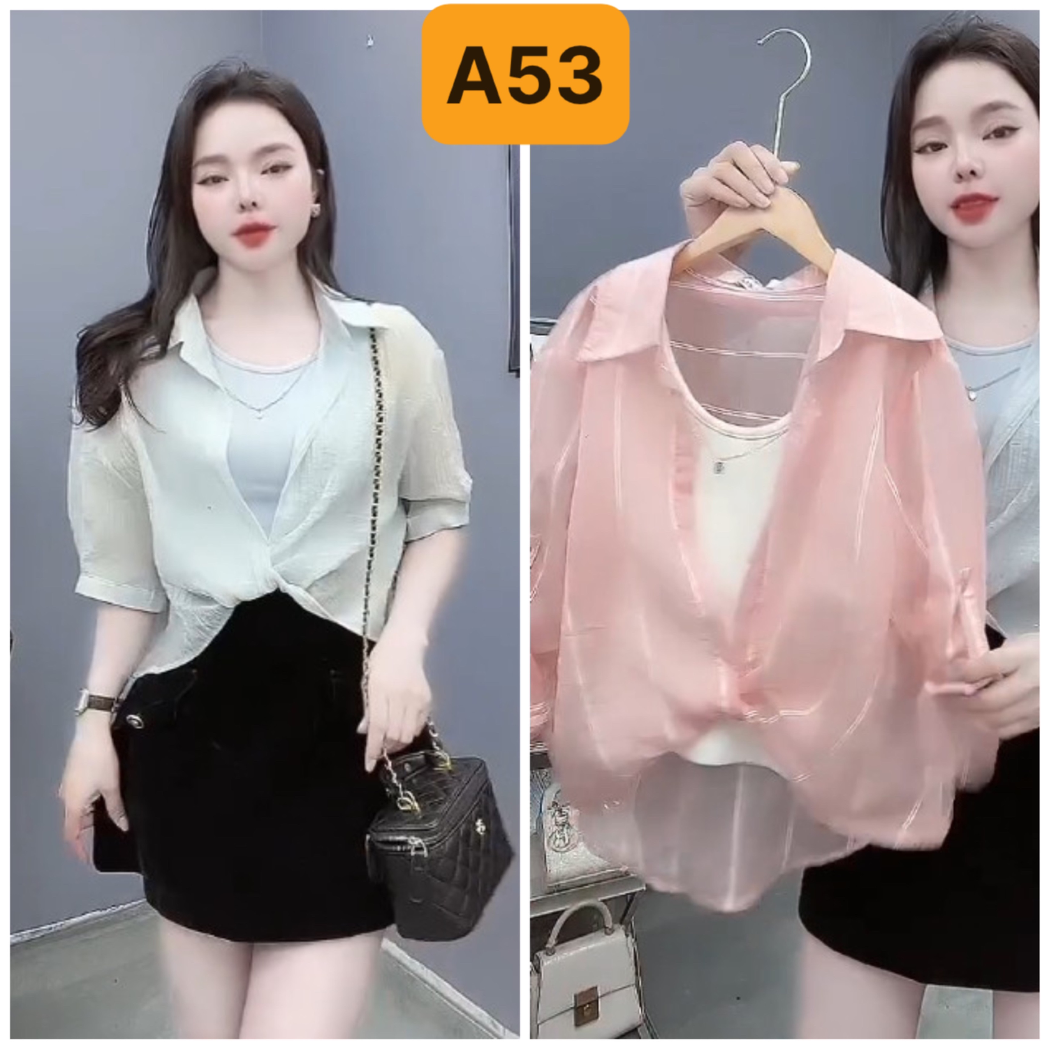 A53 Set 2 Áo Cổ Sơ Mi siêu xinh
