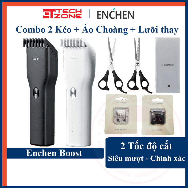 Tông đơ cắt tóc Enchen Boost (Xiaomi youpin ) có bộ kèm 2 kéo cắt và áo choàng giá rẻ