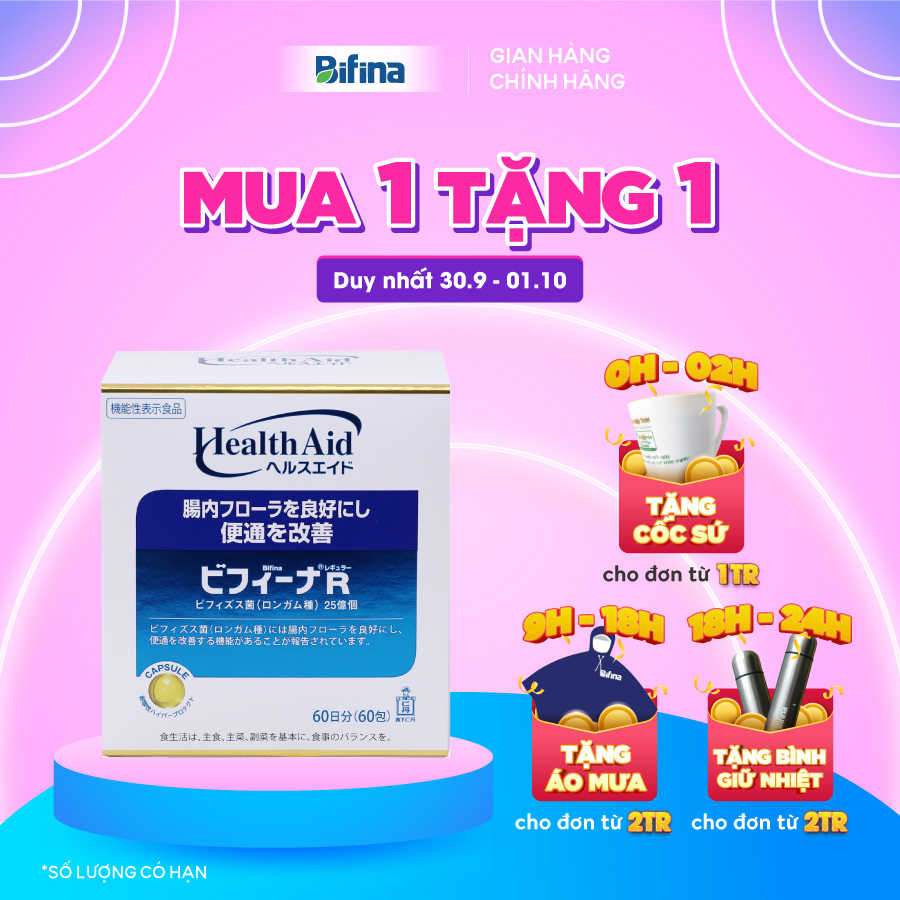 Thải Độc Đại Tràng, Thải Độc Ruột - BIFINA NHẬT BẢN, loại R 60 gói