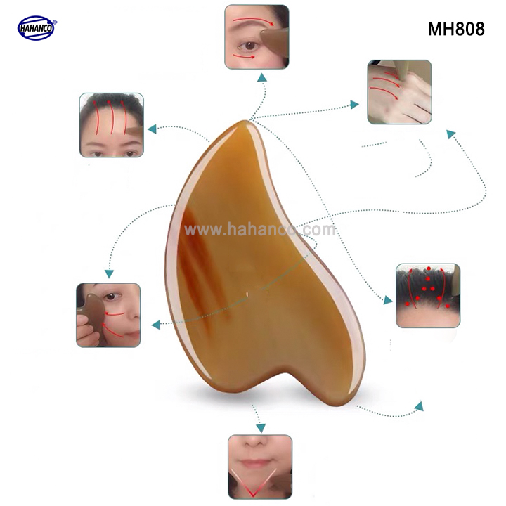 Dụng cụ Mát xa Cạo gió bằng sừng dày đẹp - làm mịn da mặt và toàn thân giúp lưu thông khí huyết (MH808) - HAHANCO