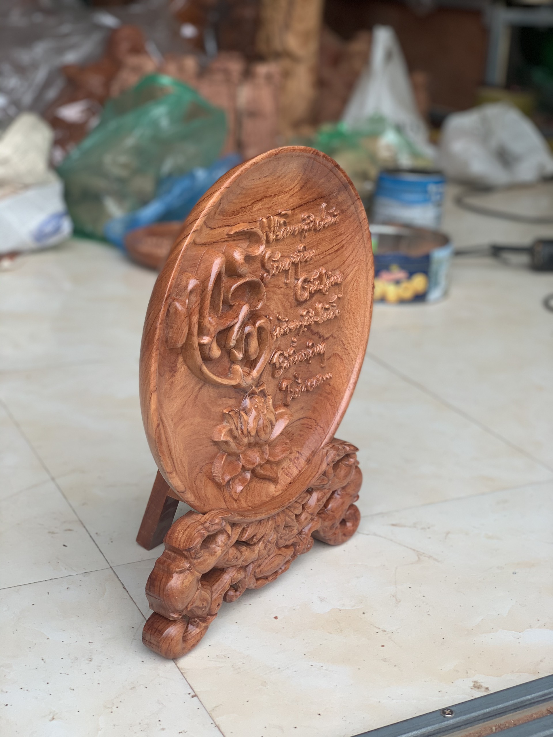 Tranh Đĩa Gỗ (Mẫu Chữ Nhẫn ) Siêu Vân Đường Kính 30