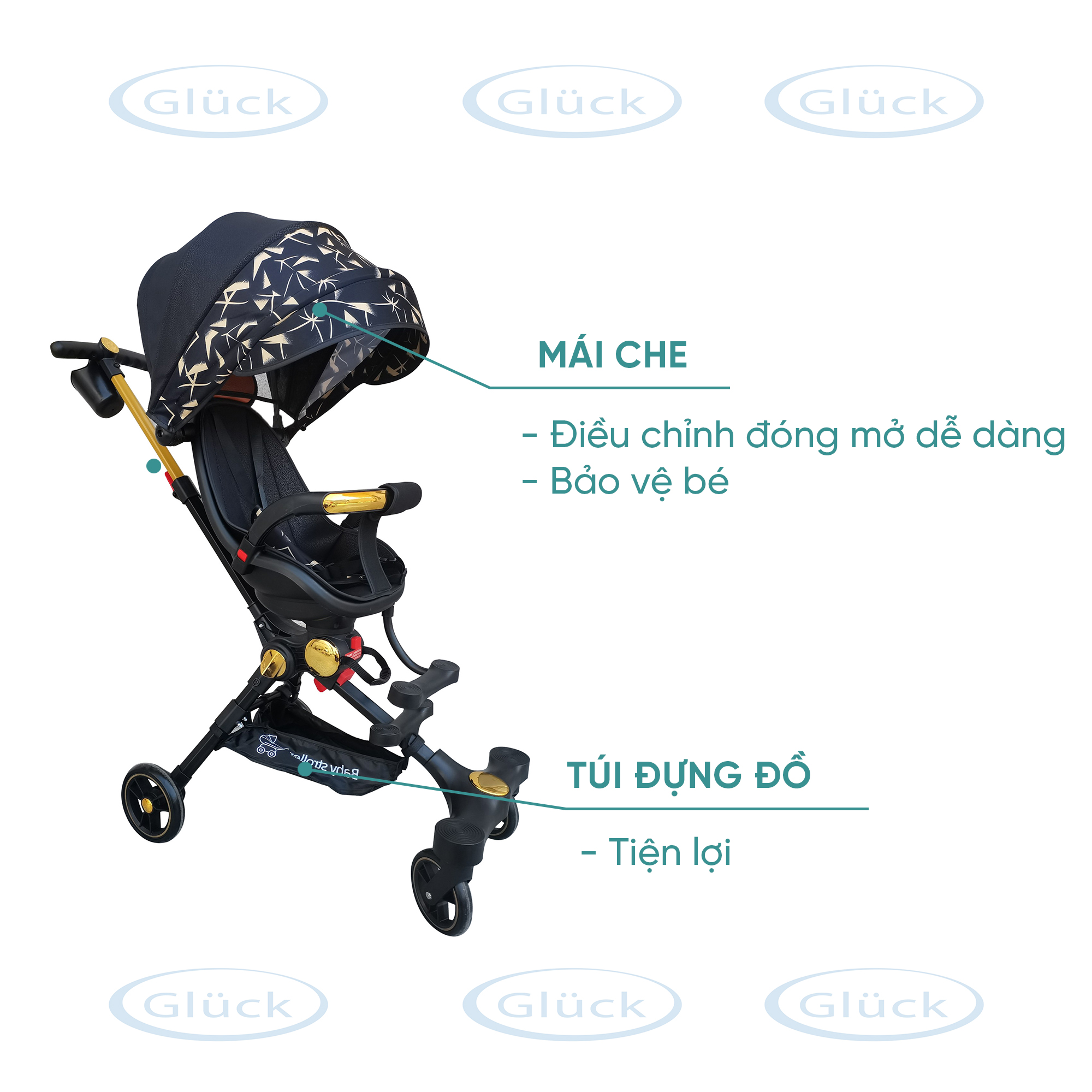 Xe nôi đẩy mini cho bé Gluck Baby G8