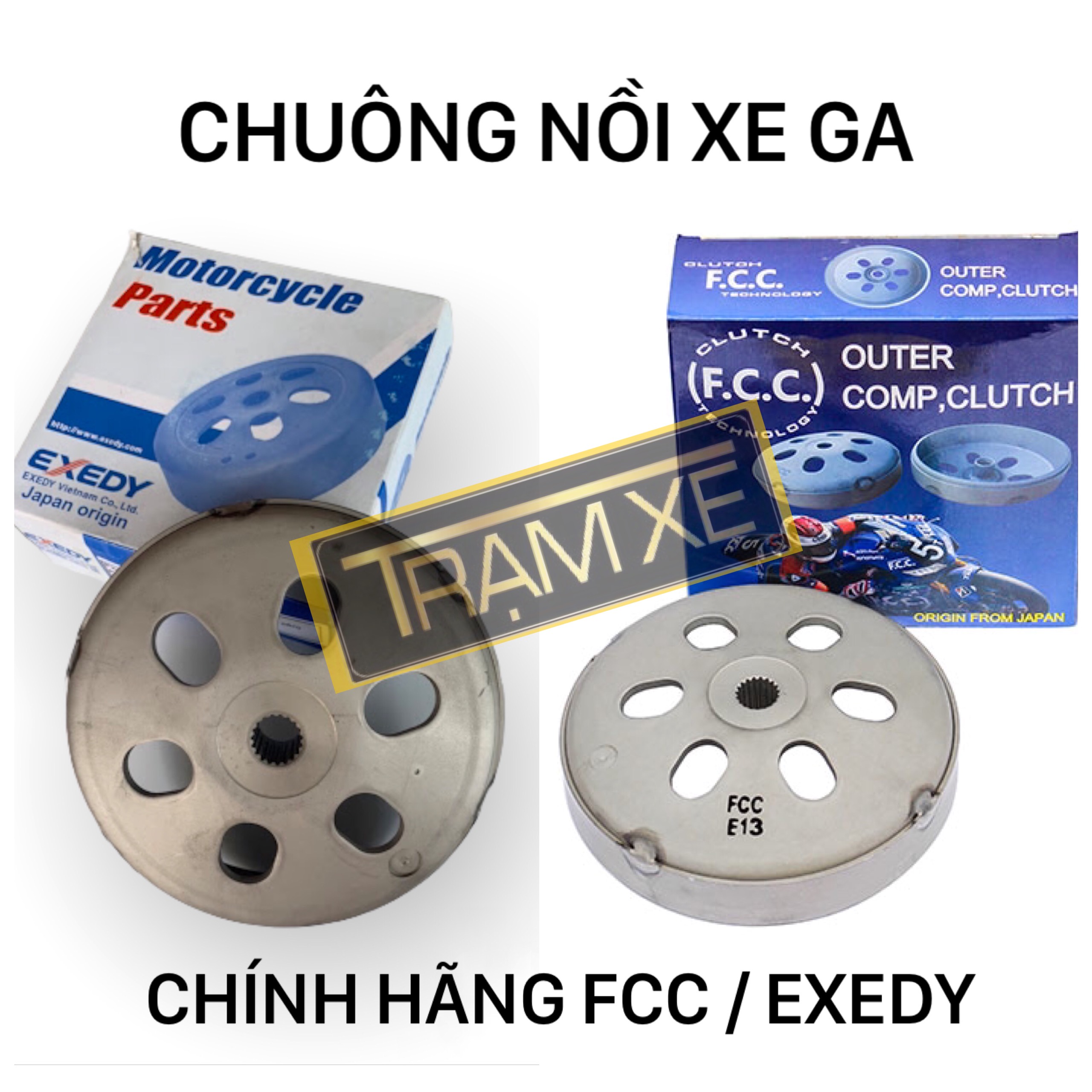 Chuông nồi sau các dòng xe tay ga Honda Yamaha chính hãng FCC Exedy bám bố tốt hơn zin