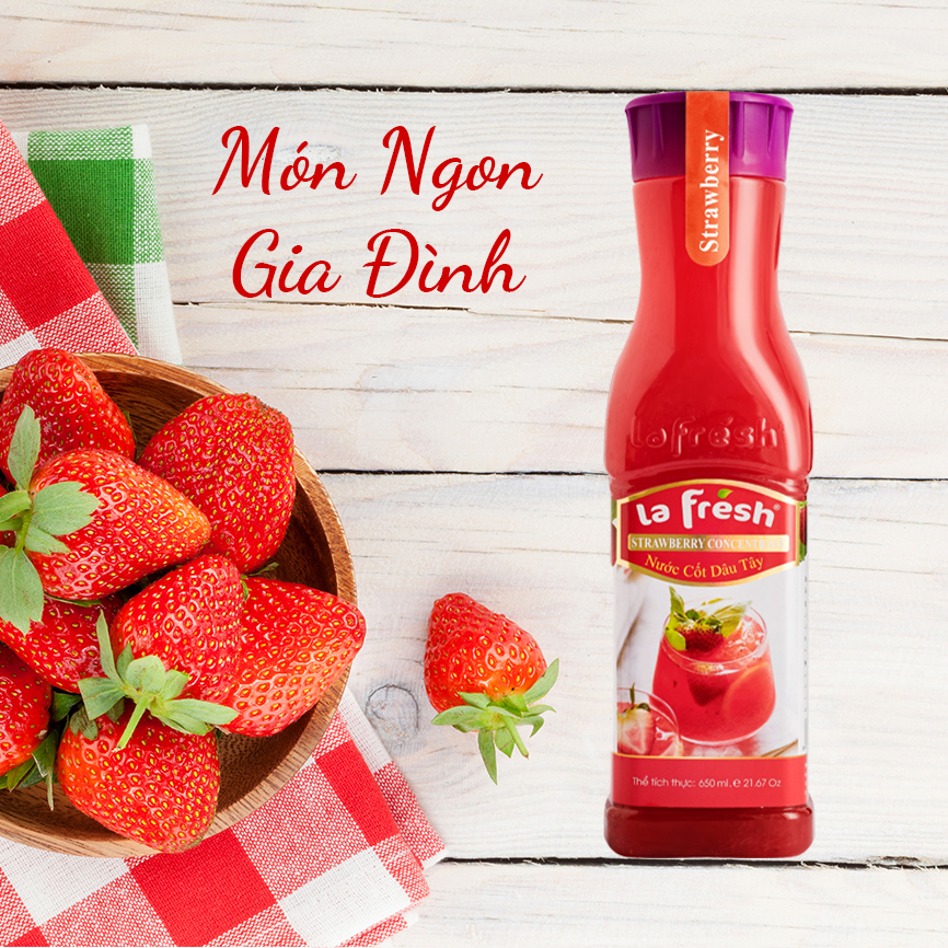 Nước Cốt Dâu Tây Lafresh Đà Lạt Chai 650ml
