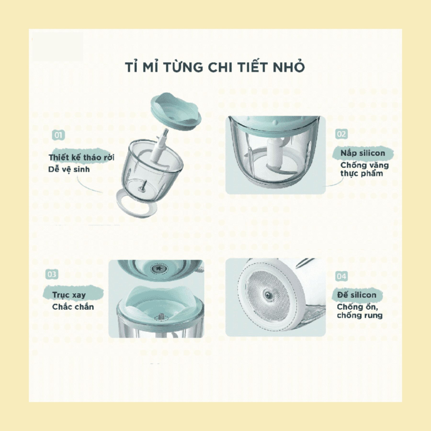 Máy xay thực phẩm mini Bear, công suất 200W, bảo hành 6 tháng
