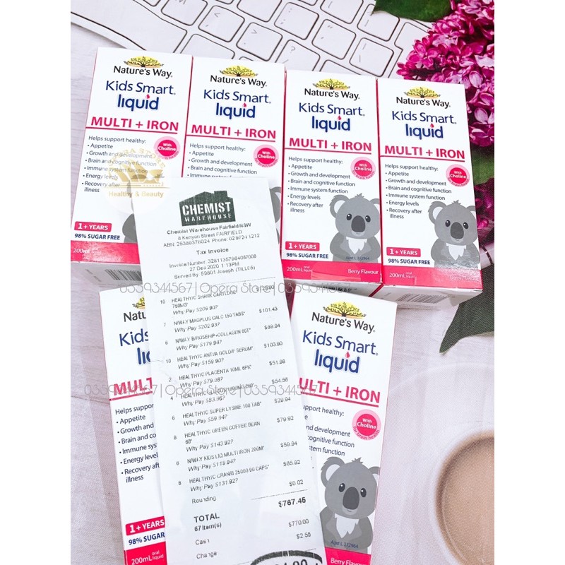 Nature's Way Kids Smart Liquid Multi + Iron 200ml sắt date 2022