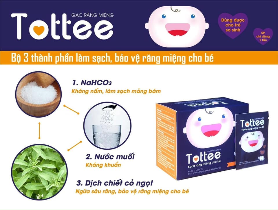 Gạc rơ lưỡi/ tưa lưỡi Tottee cho bé (hộp 25 cái)