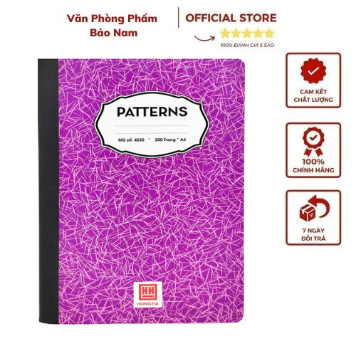 Sổ kẻ ngang 200 trang Patterns Hồng Hà Chất lượng