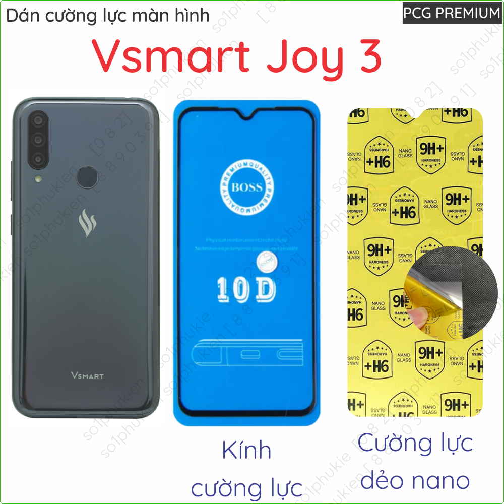 Kính cường lực full / dán cường lực màn hình Vsmart Joy 3 nano dẻo trong suốt, nhám chống vân tay, bảo vệ mắt