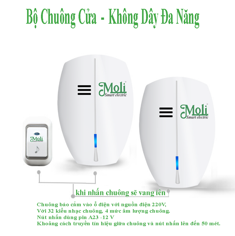 [HCM]BỘ 1 NÚT NHẤN 2 CHUÔNG KHÔNG DÂY