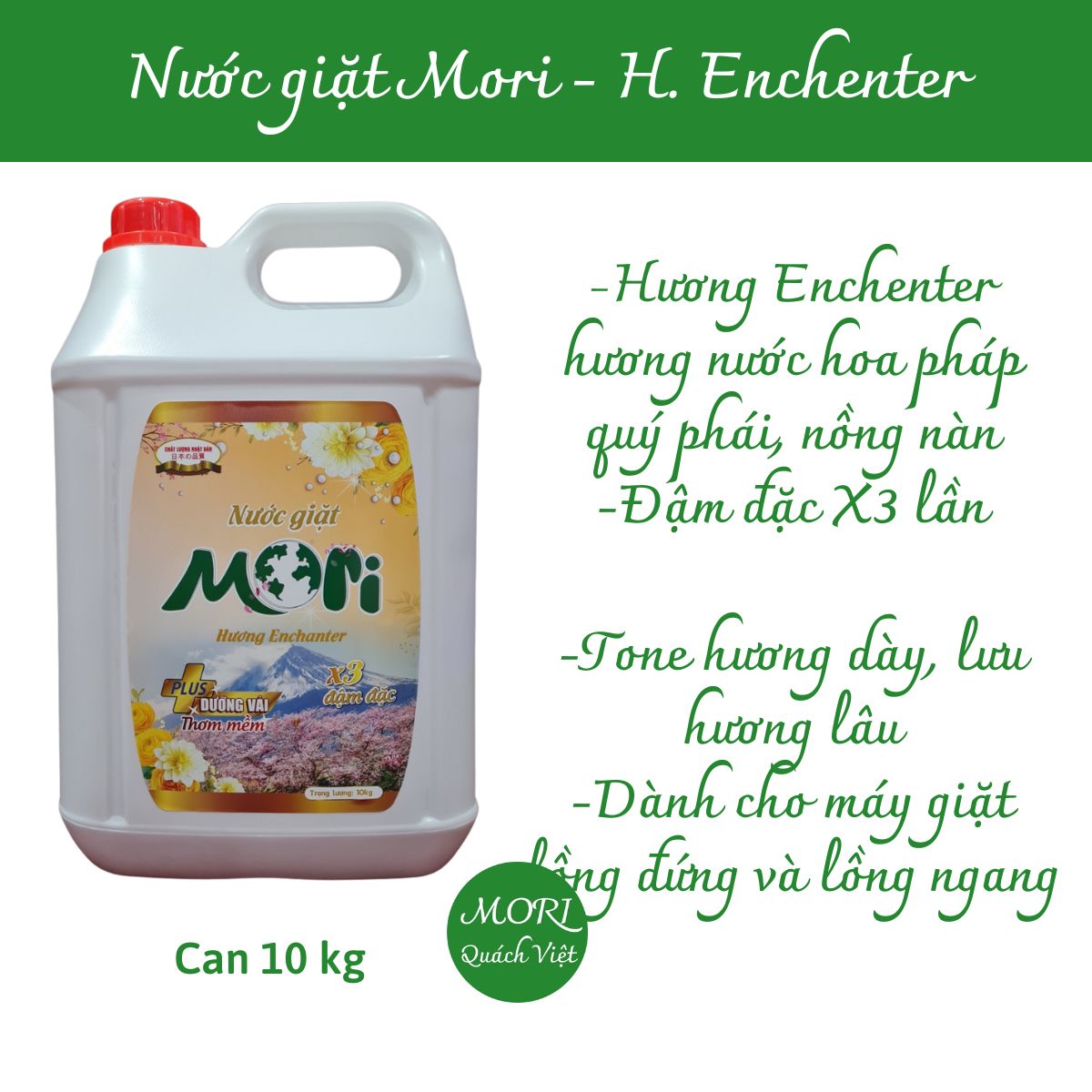 Nước giặt MORI hương Enchen, can 10L