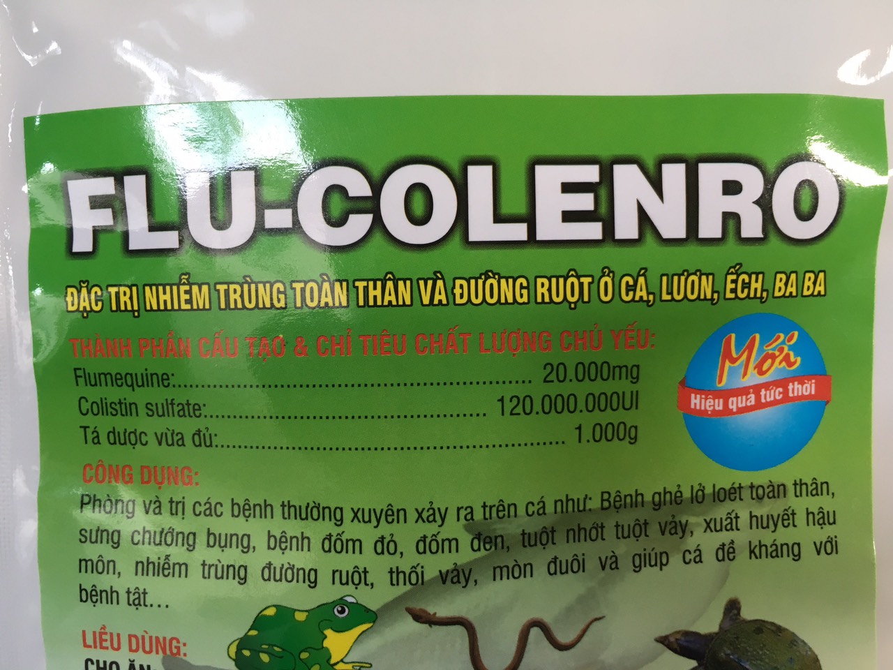 Flucolenro dùng tri các bệnh trên cá, lươn, ba ba