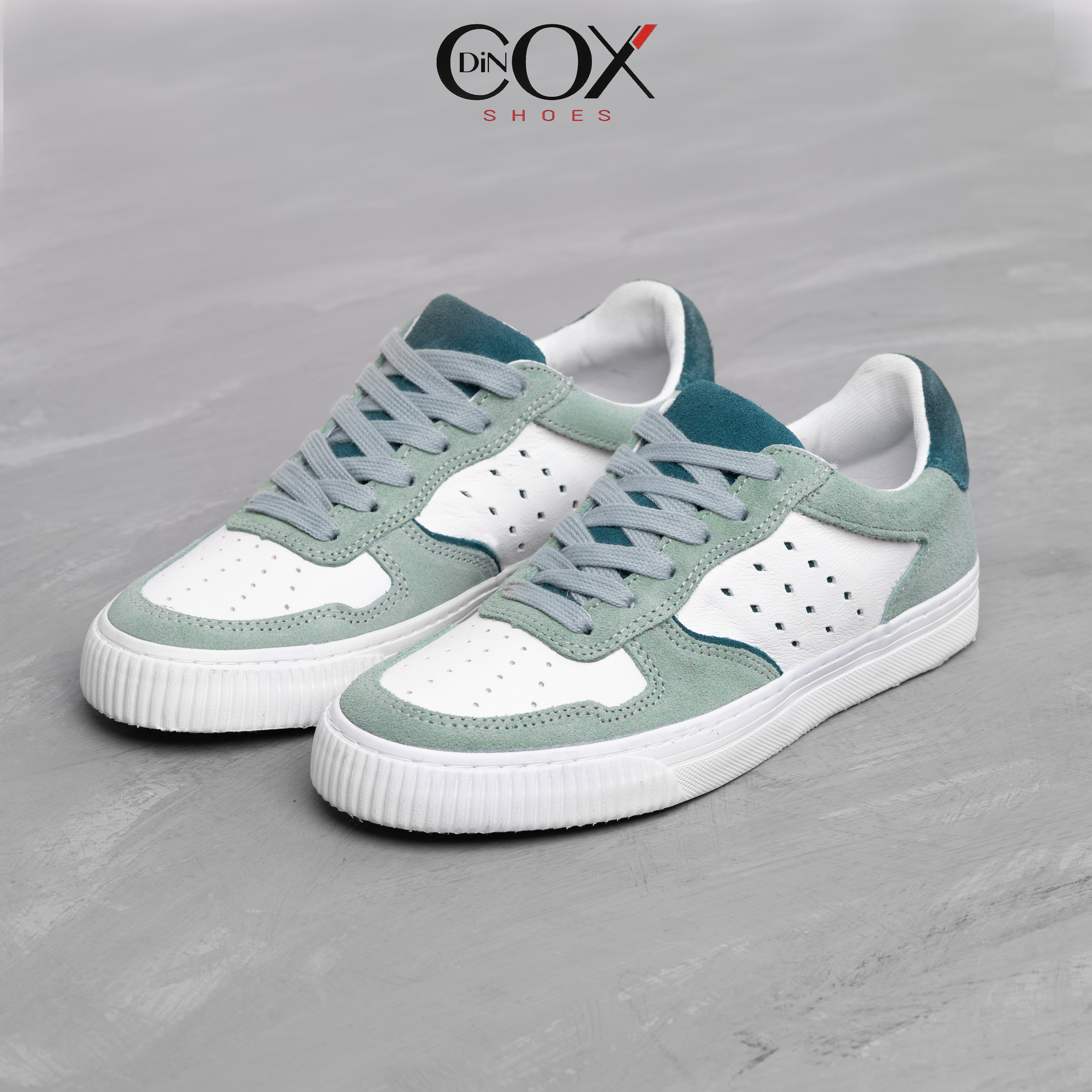 Giày Sneaker Da Bò Thật Nữ DINCOX E03 Green Sang Trọng