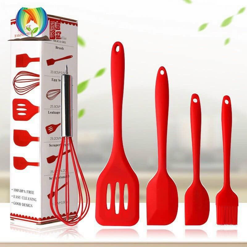 Bộ dụng cụ làm bánh 5 món silicon chịu nhiệt giao màu ngẫu nhiên