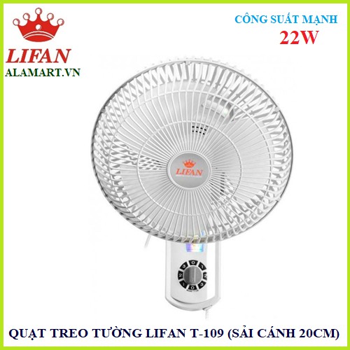 Quạt Treo Tường mini Lifan sải cánh 20cm, Kiểu Dáng nhỏ gọn, tiết kiệm diện tích, thích hợp cho không gian nhỏ hẹp, Quạt chạy khỏe, Ổn Đinh, Bảo Hành 12 Tháng