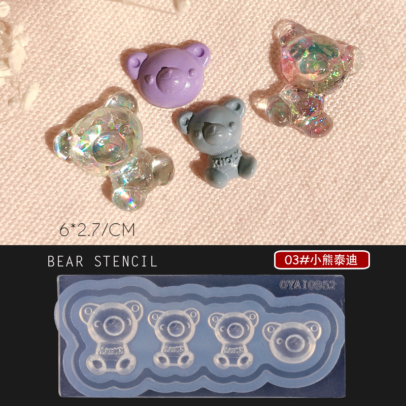 [Bếu Nail] Khuôn gấu silicon dùng làm charm gấu trang trí móng tay nghê thuật