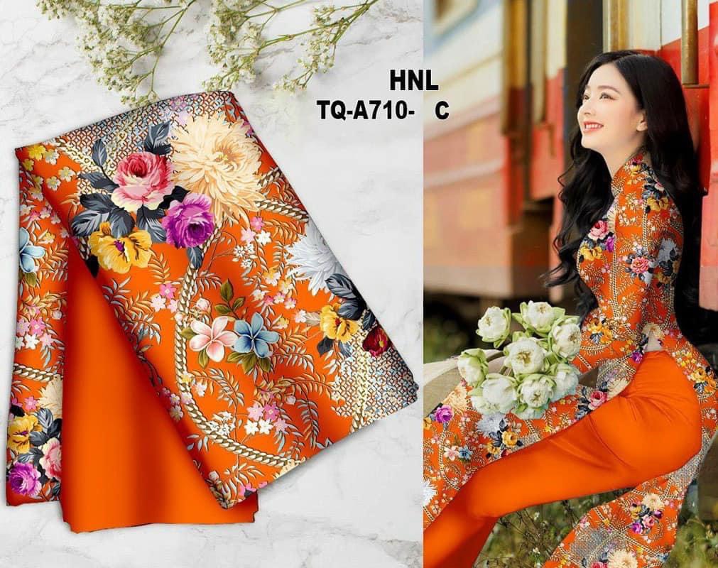 Vải áo dài hoa xinh hiện đại