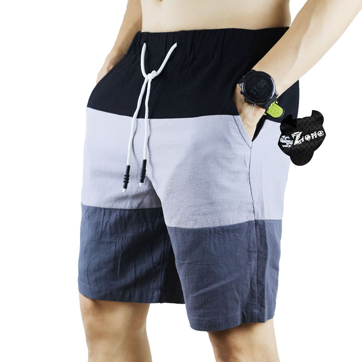 Quần đũi nam phối màu hè, Quần đùi đũi nam, Quần shorts vải đũi SQ502
