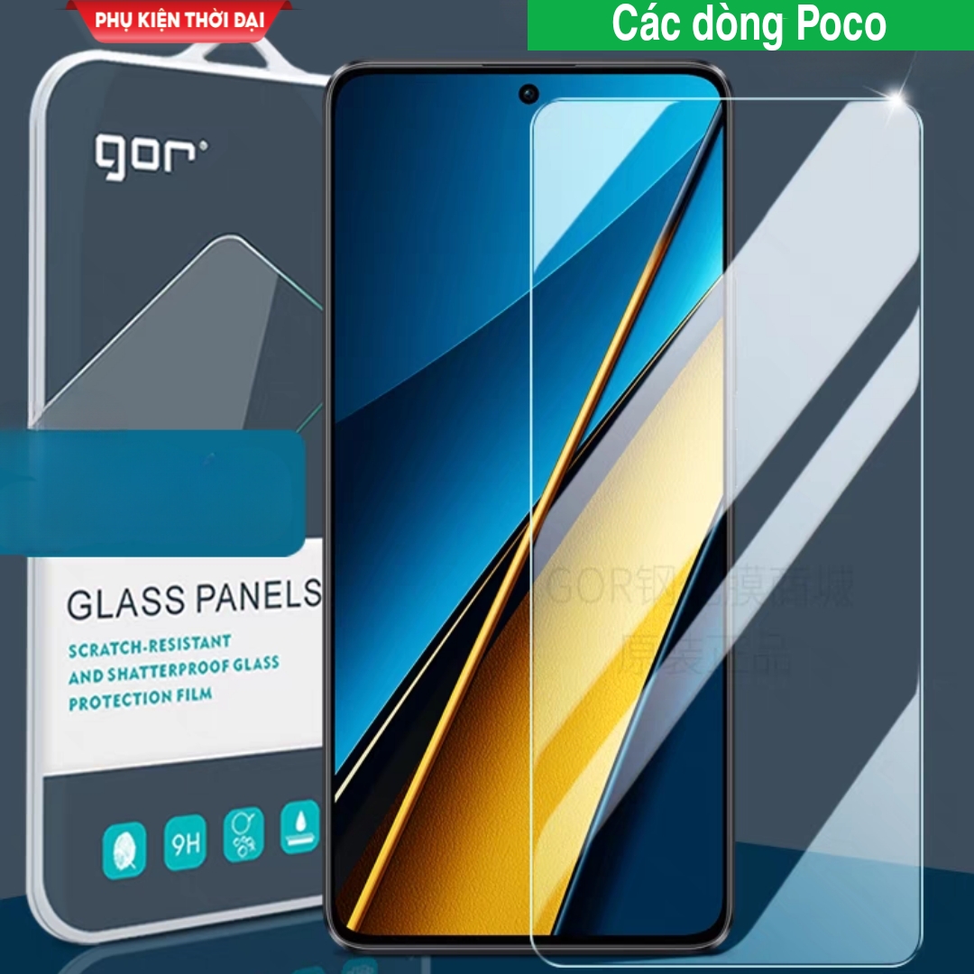 Cường lực Gor Poco X3 / X3 NFC / X3 Pro / X5 5G / X5 Pro / X6 Pro trong suốt trơn mượt hạn chế vân tay