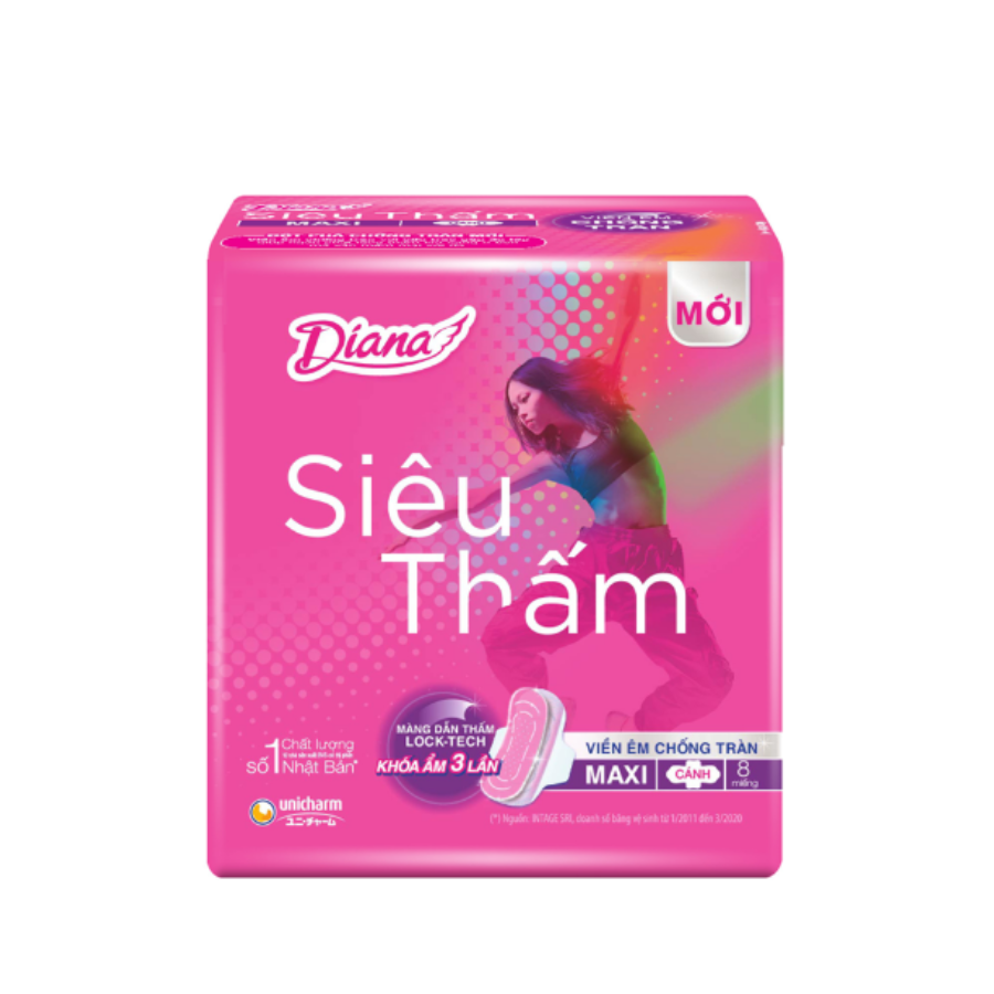 Băng Vệ Sinh Siêu Thấm Có Cánh 23cm Diana 8 Miếng