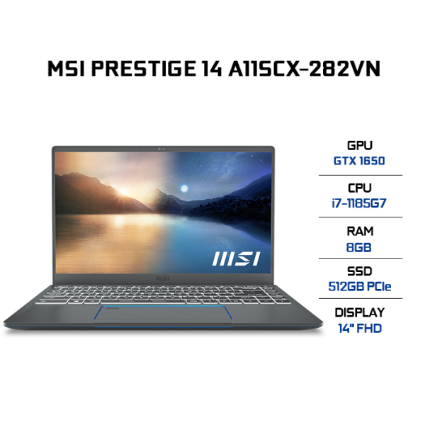 Bảng giá Laptop MSI Prestige 14 A11SCX-282VN i7-1185G7  8GB  512GB  VGA GTX 1650 4GB  14 FHD  Win 10 Phong Vũ