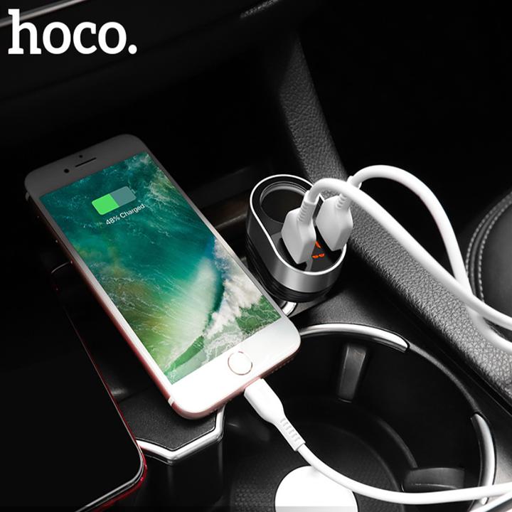 Bộ chia tẩu sạc ô tô, xe hơi nhãn hiệu Hoco Z29 tích hợp 1 cổng tẩu và hai cổng USB, dòng ra 3.1A Max (Màu đen)