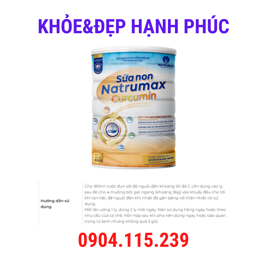 [Có bảo hành] Sữa non NATRUMAX CURCUMIN – Trọng lượng 800gr