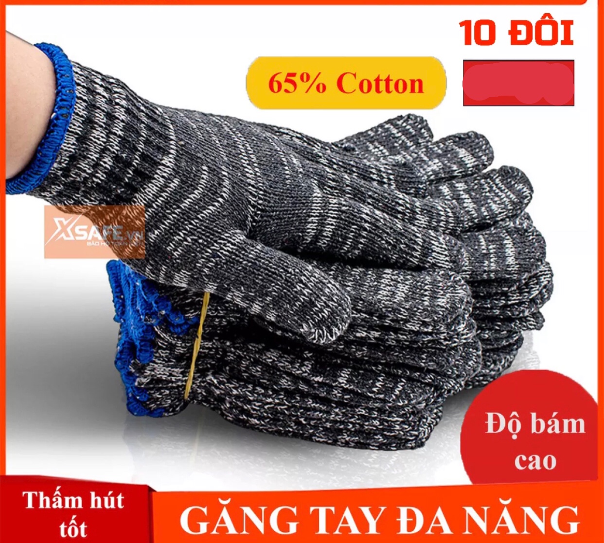COMBO 10 ĐÔI GĂNG TAY BẢO HỘ SỢI LEN 60G (free ship)BẢO VỆ TAY, CHỐNG TRƠN TRƯỢT, THAO TÁC LINH HOẠT, KHÔNG GÂY HẦM BÍ  (ảnh thật.hàng việt nam)