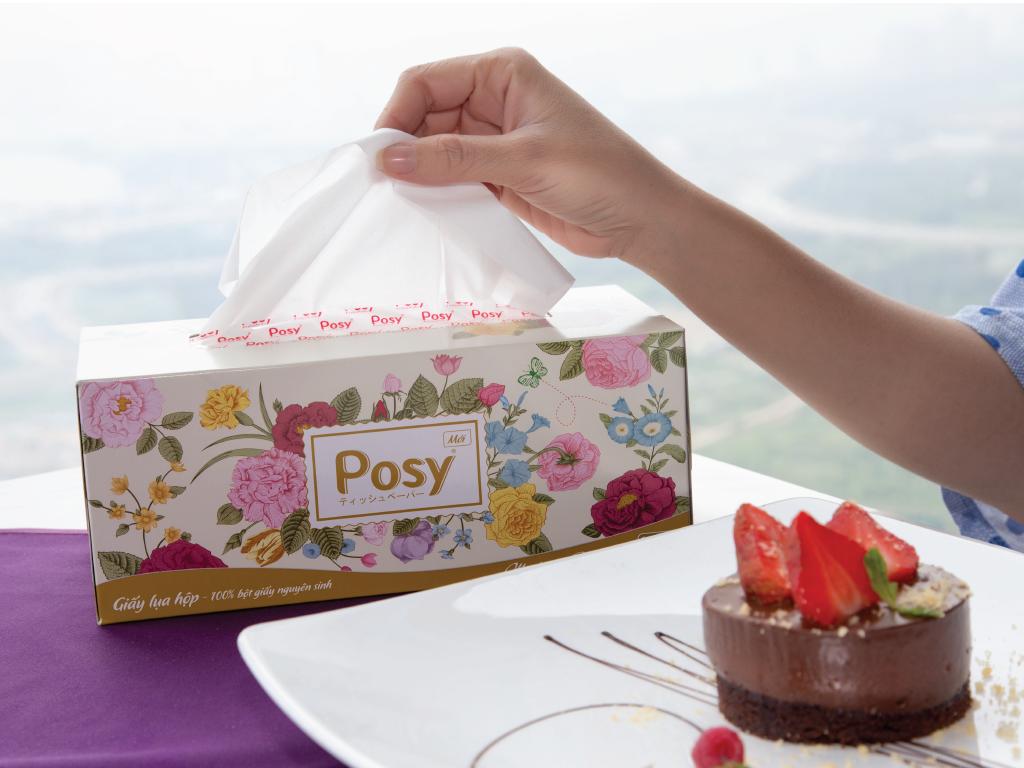 Khăn giấy lụa hộp hoa Posy 2 lớp 180 miếng/ gói ( chọn mẫu ngẫu nhiên)