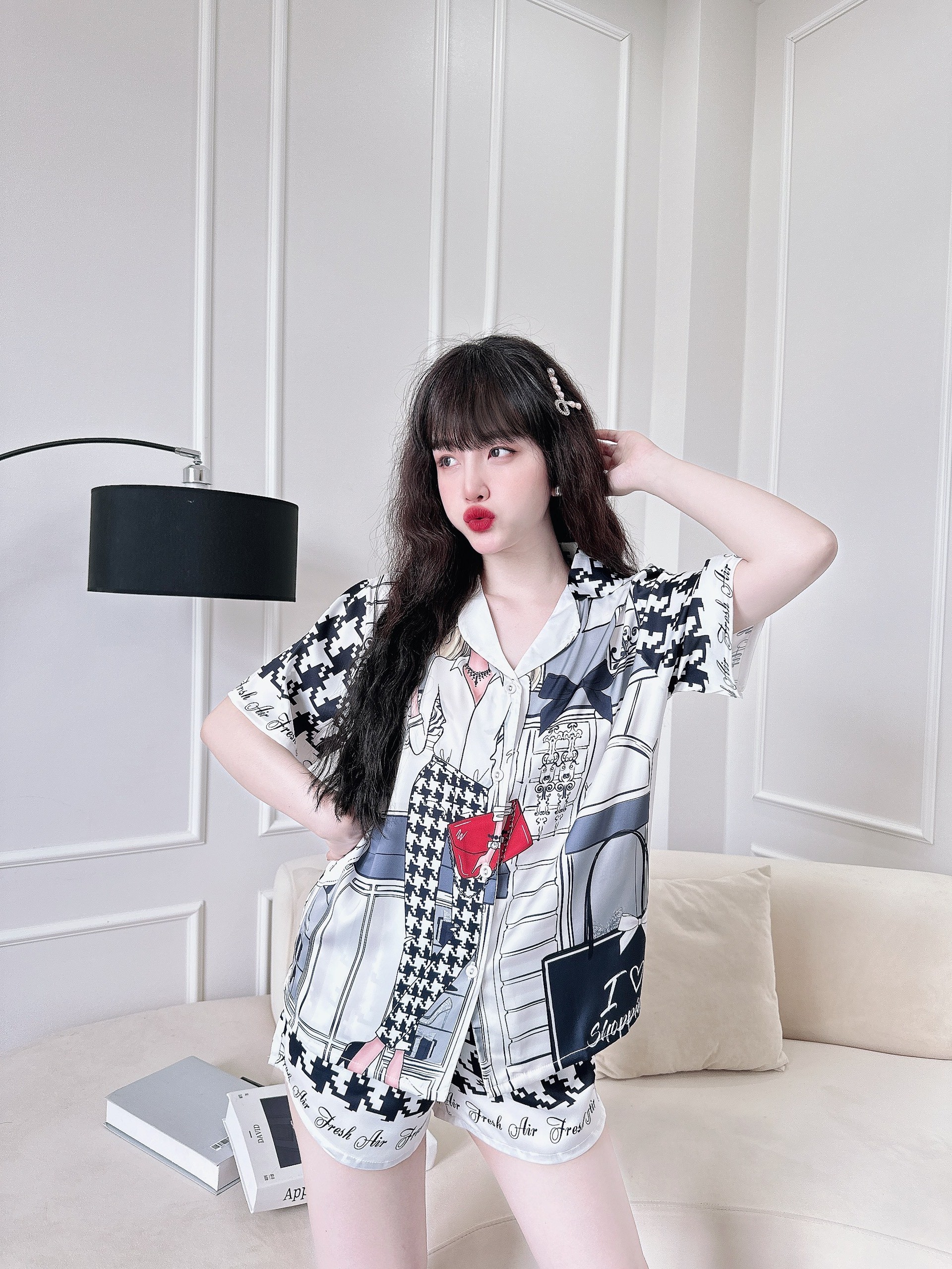 Đồ bộ Lụa mặc nhà họa tiết cao cấp