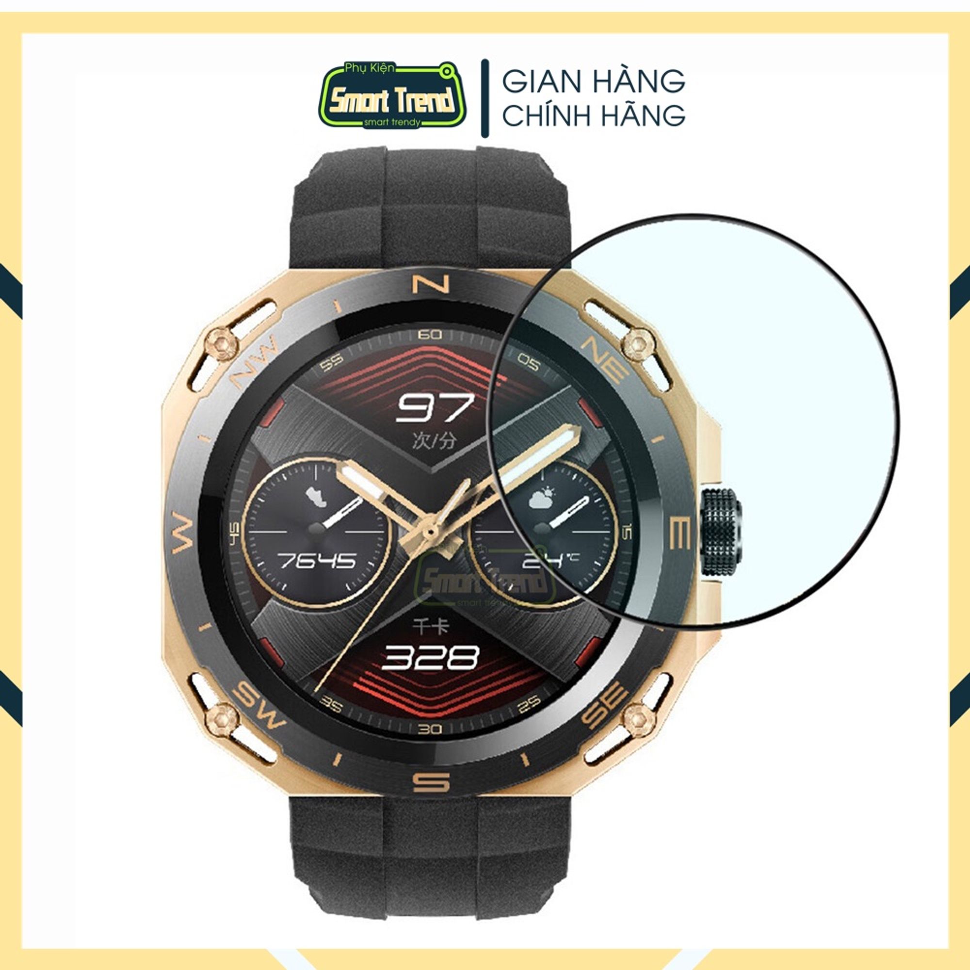 Miếng dán kính cường lực full màn đồng hồ thông minh huawei watch gt cyber 3d pmma