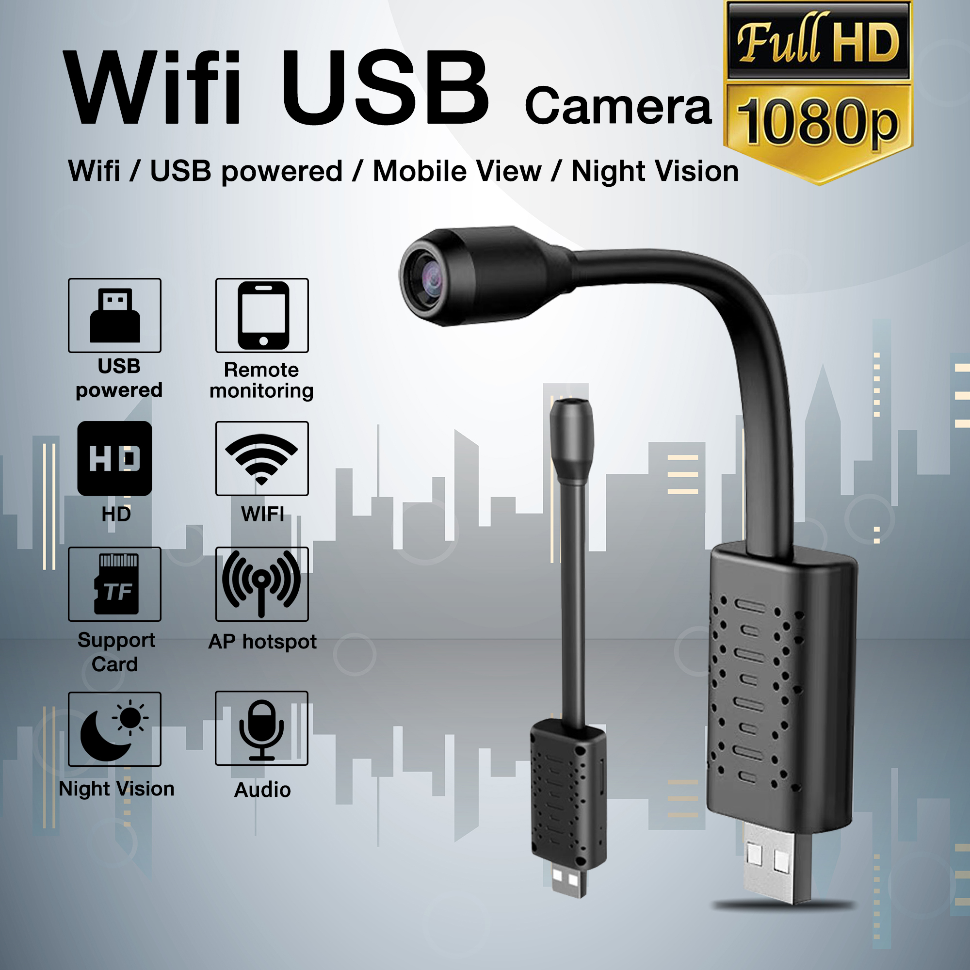 Camera Wifi Mini Giám Sát Theo Dõi, Camera V380 W11 Mini Pro Wifi USB Cao Cấp, Chất Lượng Hình Ảnh Full HD 1080P, Ống Camera Siêu Nhỏ, Dễ Dàng Điều Chỉnh Góc Chụp, Xem Qua Điện Thoại