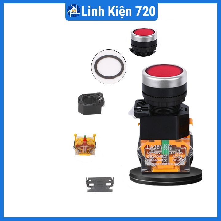 Nút nhấn đề LA38 nhấn giữ có đèn LA38 380V 10A