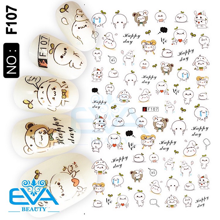 [HCM]Decal Dán Móng Tay 3D Nail Sticker Hoạ Tiết Icon Củ Cải Trắng F107