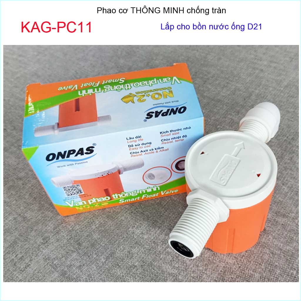 Van phao thông minh Onpas KAG-PC11 Phi 21, van phao thông minh thế hệ mới , phao cơ thông minh nối ống D21 chịu áp cao siêu bền