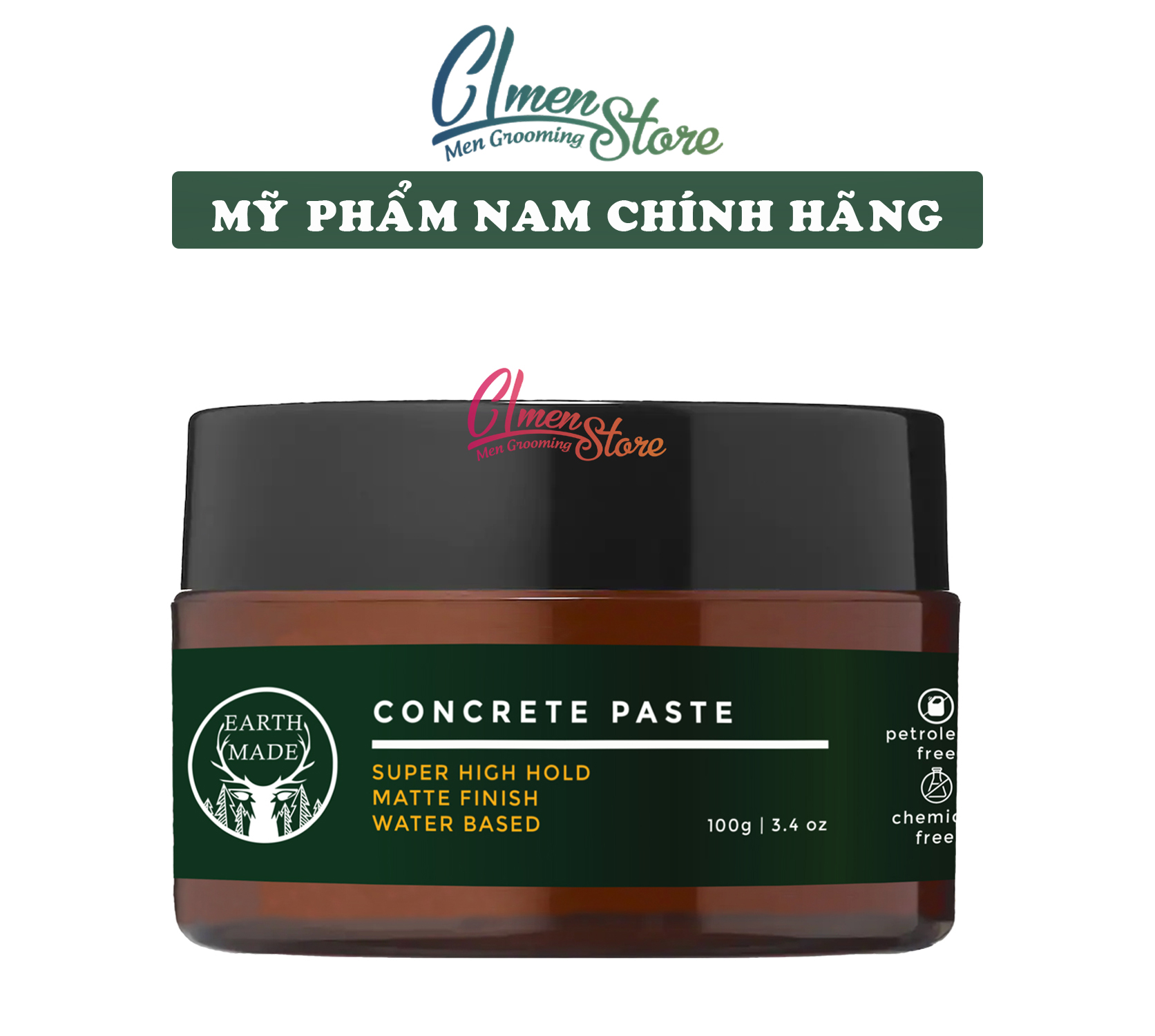 Sáp vuốt tóc Earth Made Concrete Paste | Tạo kiểu tóc cho nam