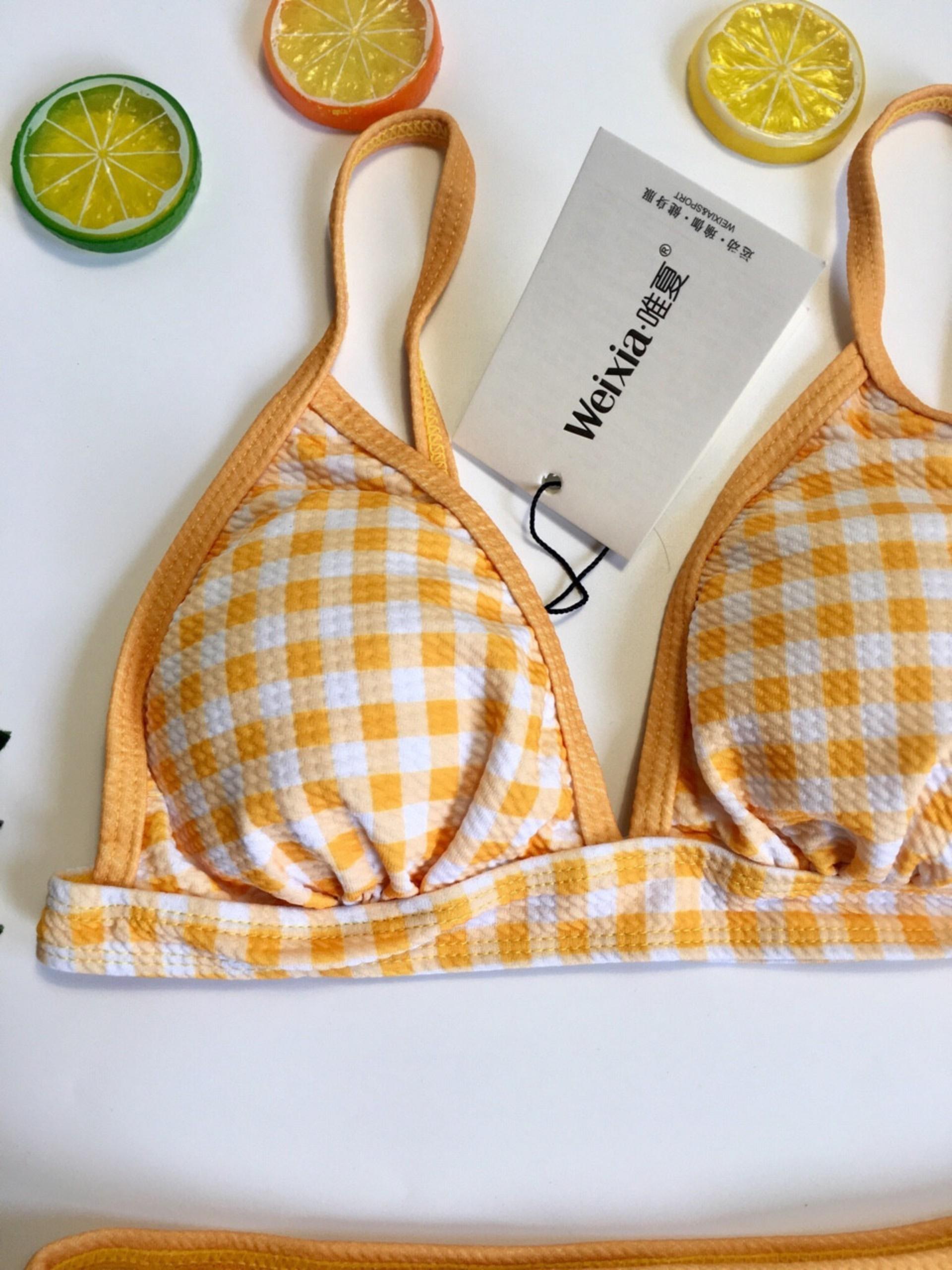 Bikini caro vàng cạp cao