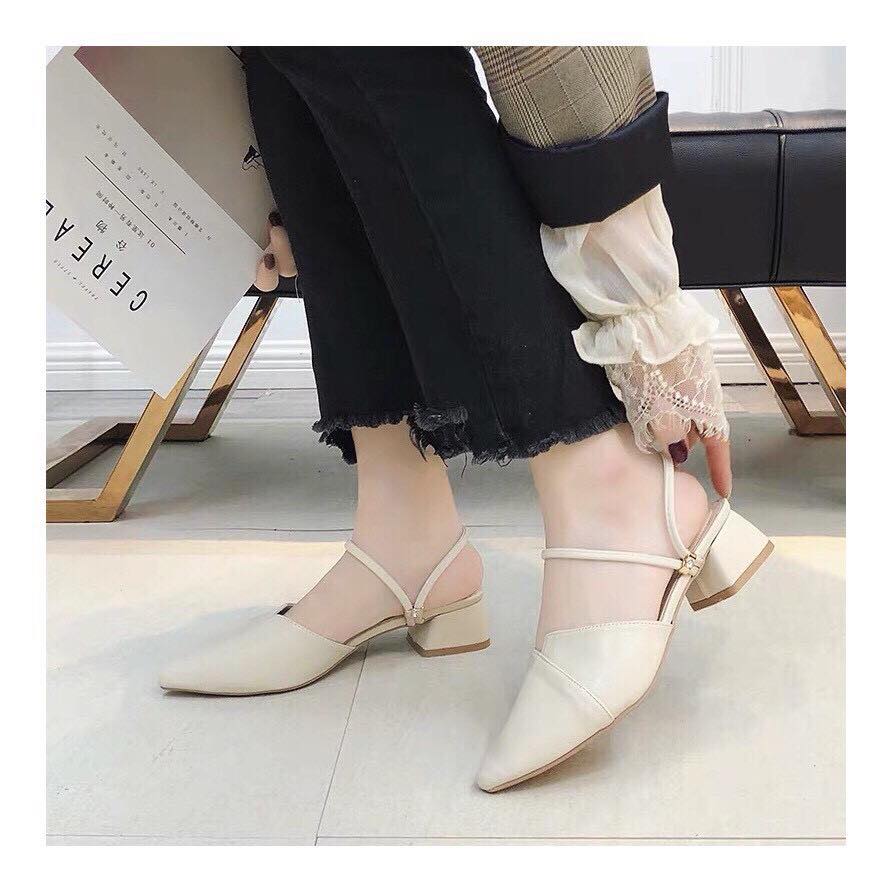 Sandal gót vuông 3p đi dược 2 kiểu