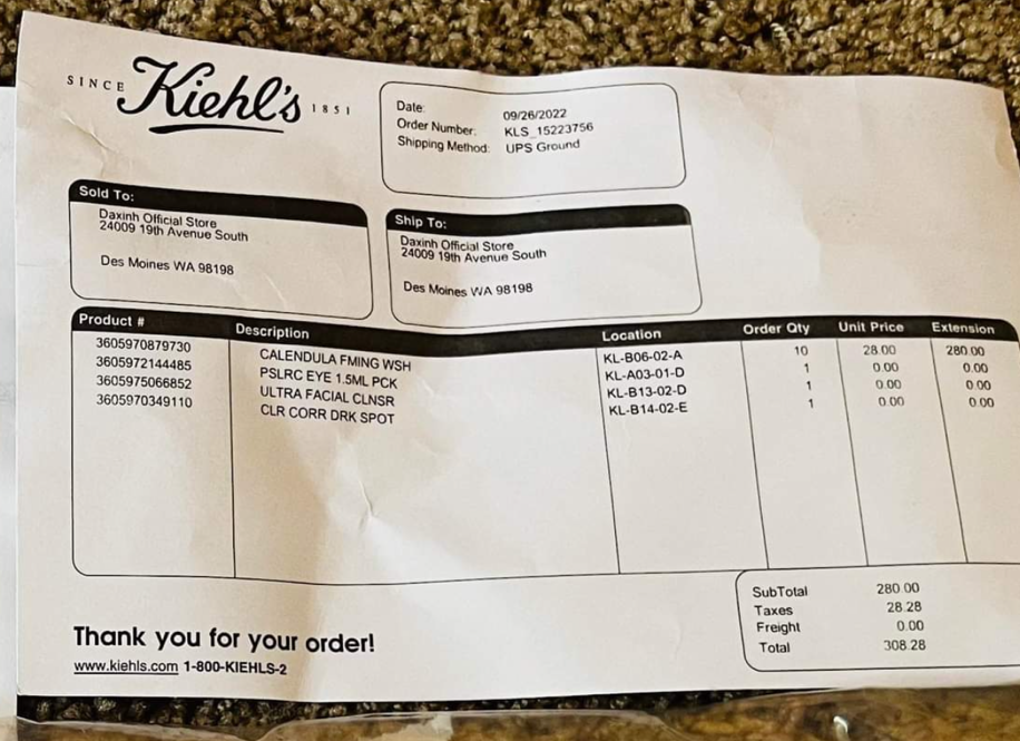 [SIZE LỚN 500ML] Sữa Rửa Mặt Kiehl's Hoa Cúc, Bill Mỹ