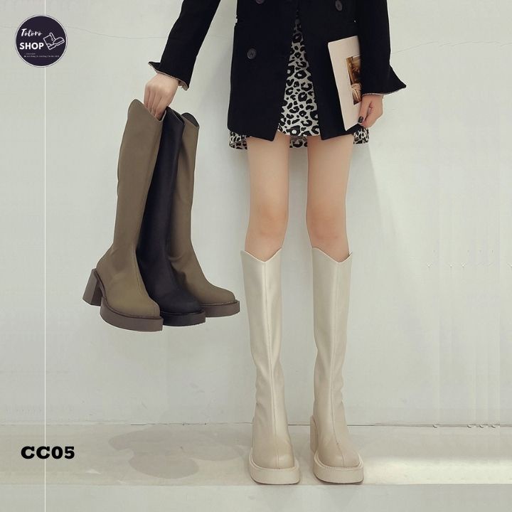Giày bốt nữ cổ cao 35cm đế 6cm - cc05