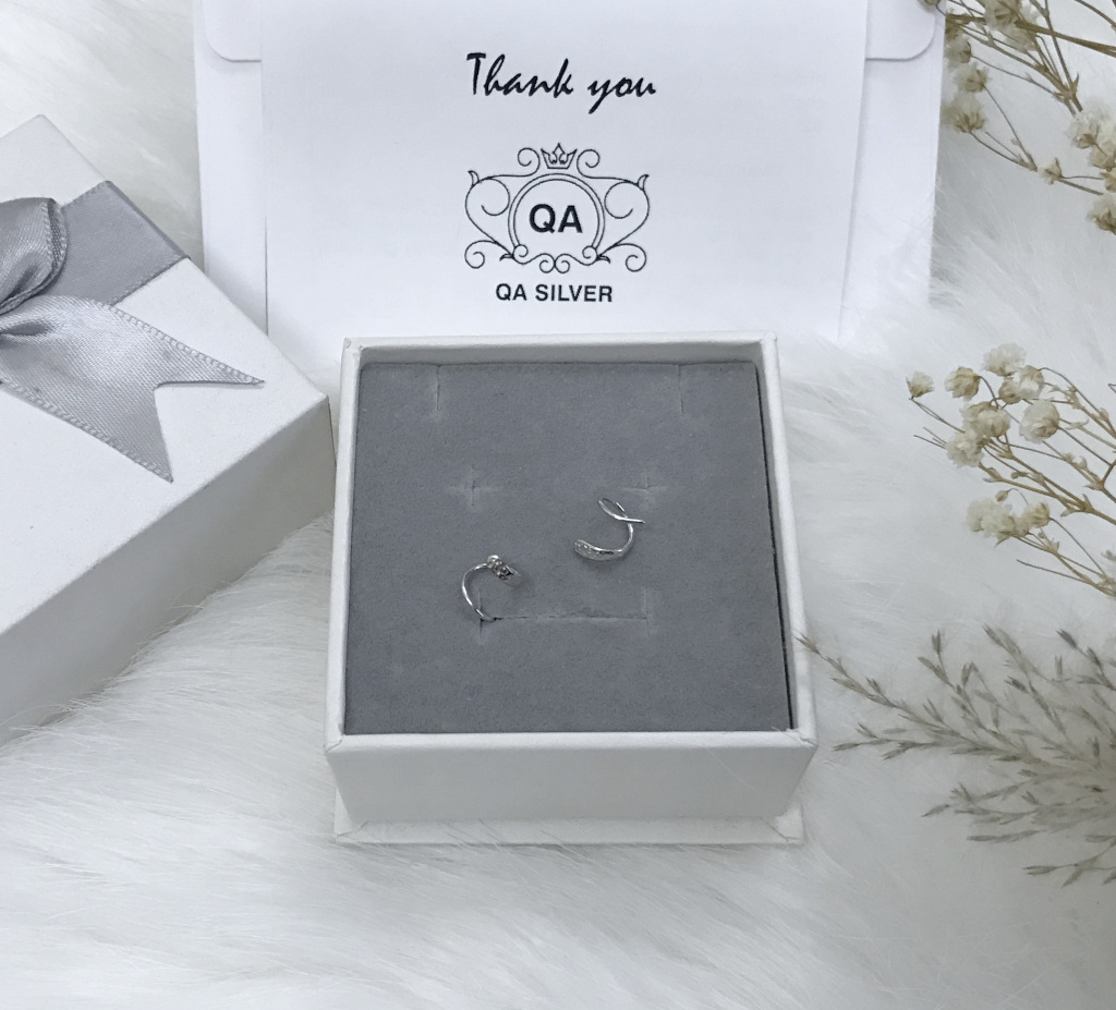 Khuyên tai bạc 925 kẹp vành xoắn ốc bông nữ cuộn S925 HELIX QA SILVER Earrings EA190805