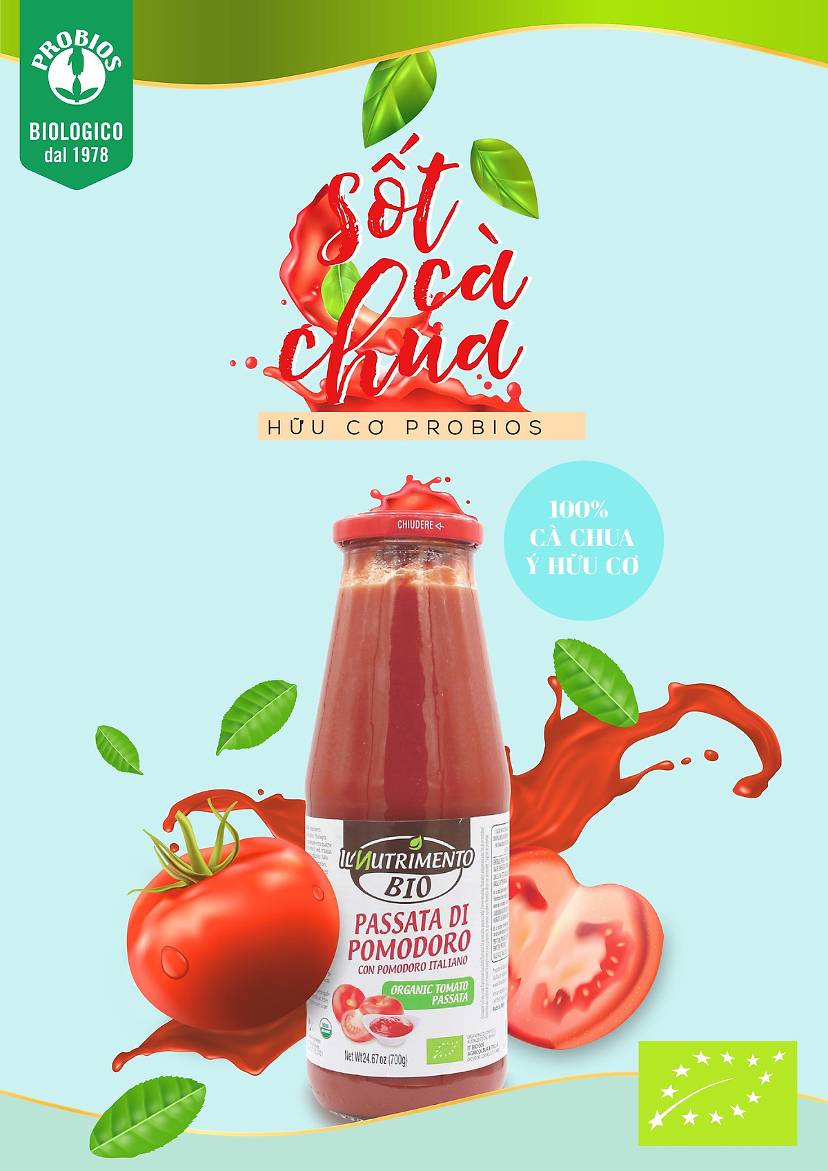Sốt cà chua hữu cơ 690g IL Nutrimento/ Sottolestelle Organic Tomato Sauces
