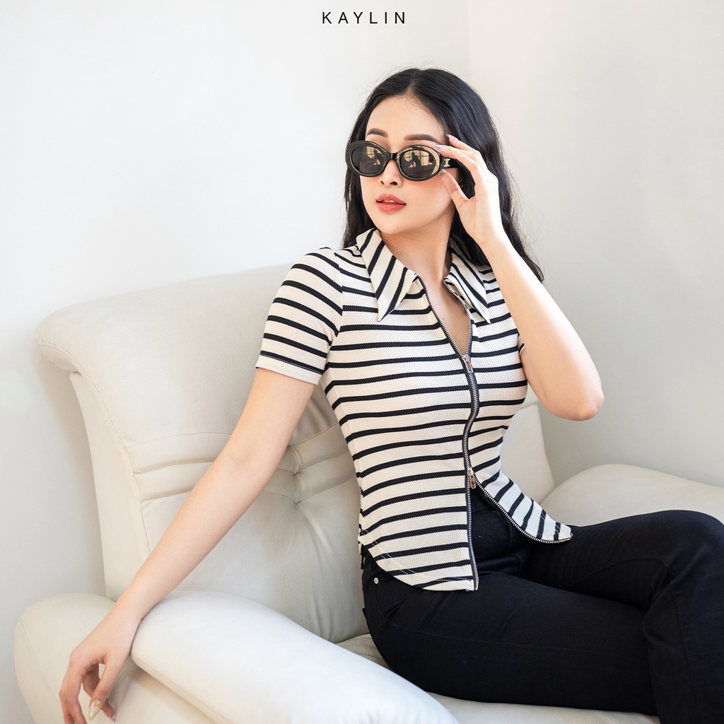 Áo KAYLIN sọc dây kéo 2 đầu - N1804