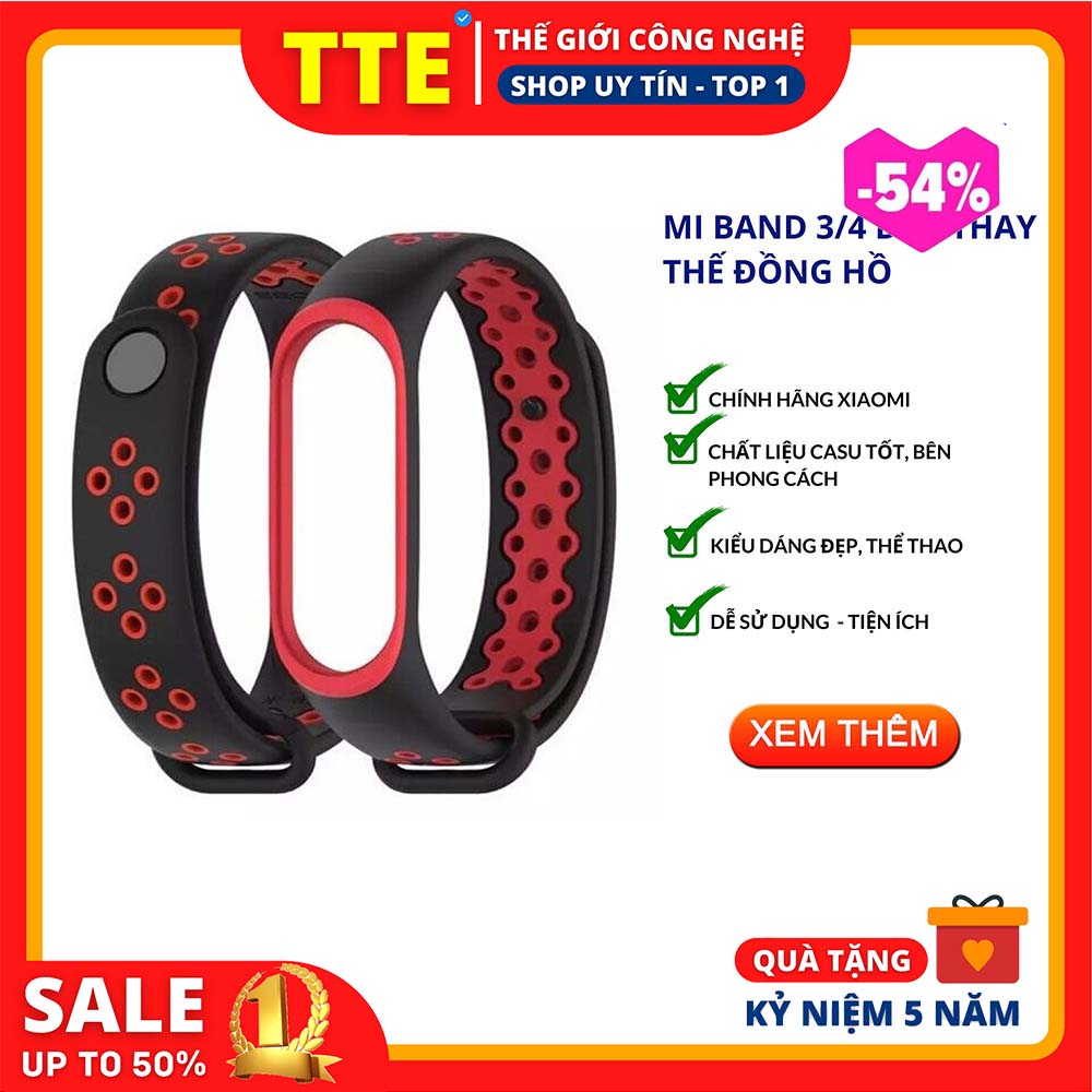 MI BAND 3/4 Dây Thay Thế Đồng Hồ - Màu Đen Đỏ