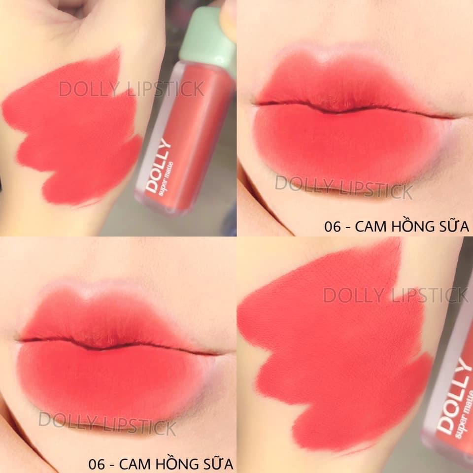 Son kem lì màu <CAM HỒNG SỮA> Dolly super matte, son kem lì không chì bền màu lâu trôi, mua 2 cây tặng 1 hộp đựng cao cấp