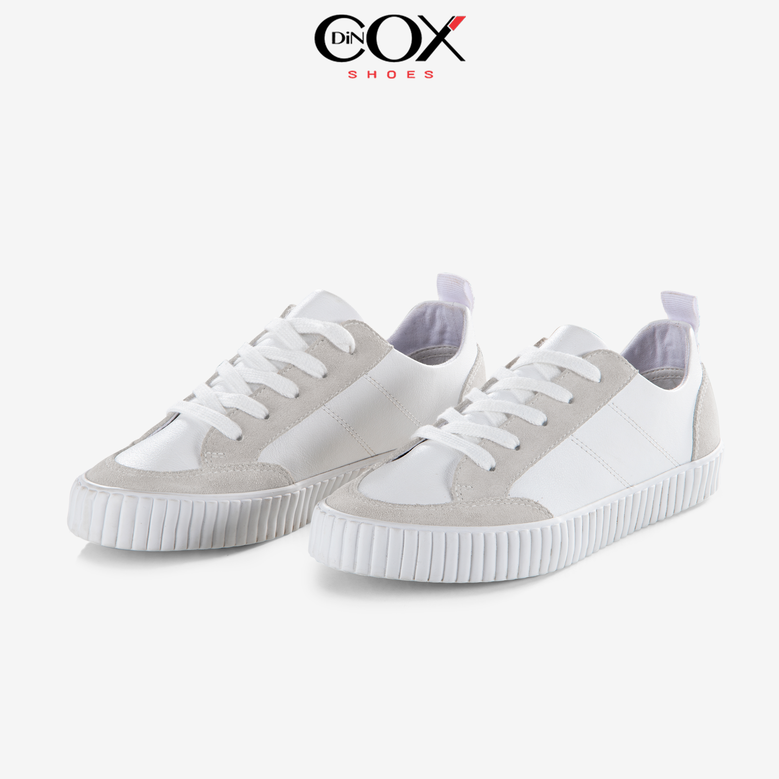 Giày Da Sneaker Nam Nữ E05 Off/White Dincox