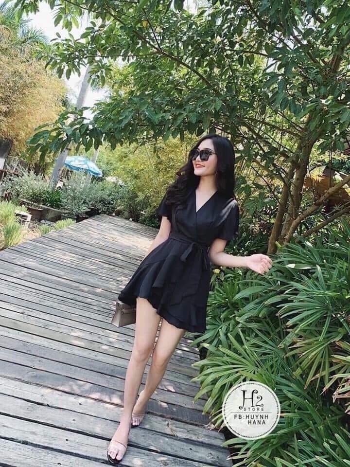 Jum thun 2 lớp thắt nơ eo cực xinh qc