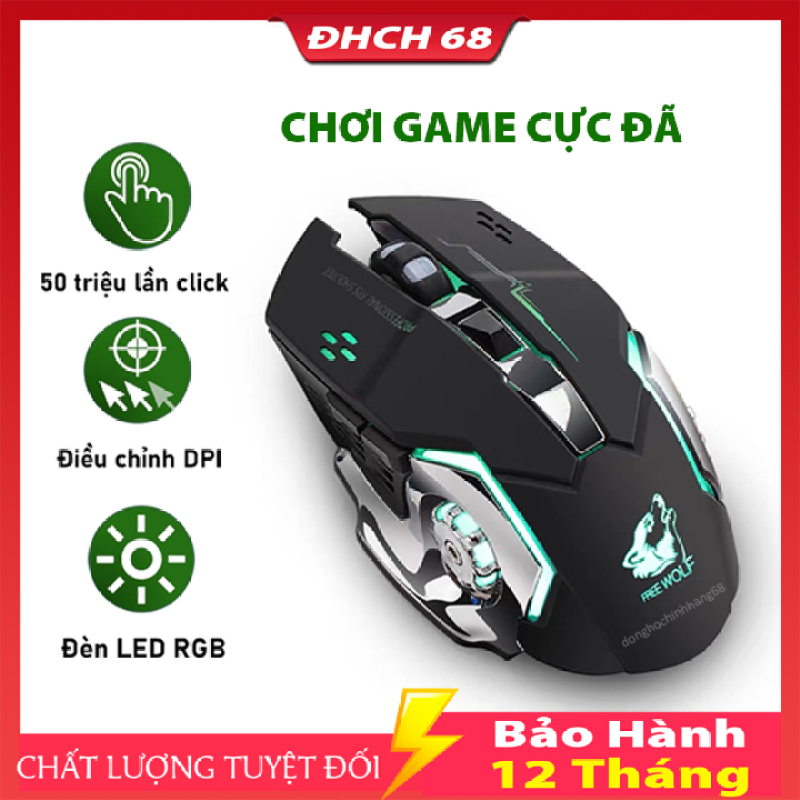Chuột Gaming Không Dây T28 Chuột Máy Tính Dành Cho Game Thủ Chống Ồn Có Đèn LED Chơi Game Cực Đã Bảo Hành 12 Tháng