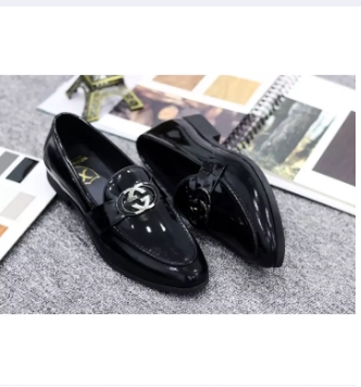 Giày lười nam da bóng -đế cao su đúc cao 3cm - mã g019