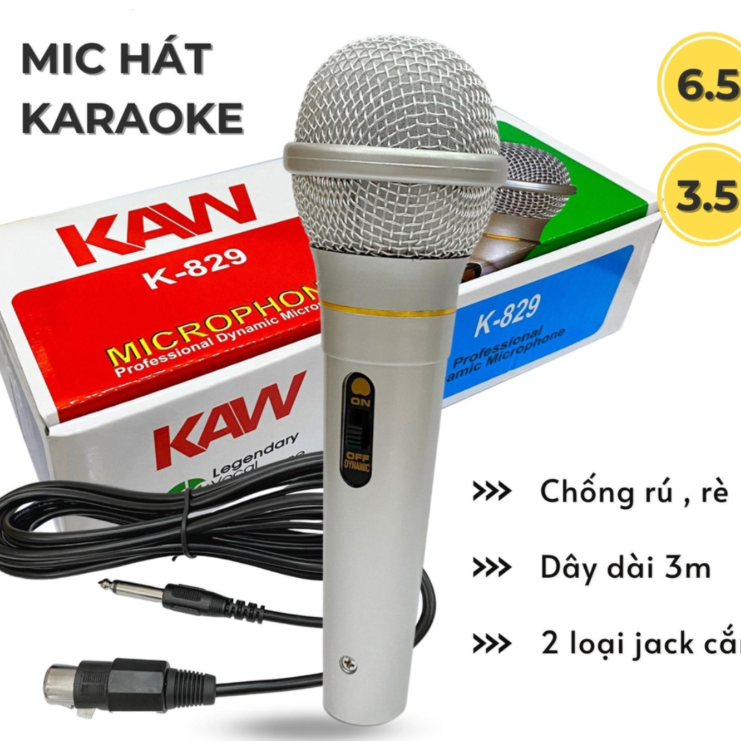Micro Hát Karaoke, Mic Karaoke Mini, Micro Có Dây -Thế hệ mới cho âm thanh sống động, Sử Dụng Cho Loa Kéo - Ampli- Tivi Chống Hú-Chống Rè - Mẫu mới KAW K-819 cao cấp thế hệ mới , lọc âm cực tốt, dây dài 3m, bảo hành 1 đổi 1